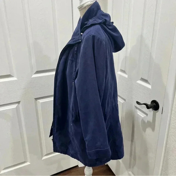 London Fog soft hooded jacket with zip pockets waist cinched tie ❤️ - Picture 4 of 16